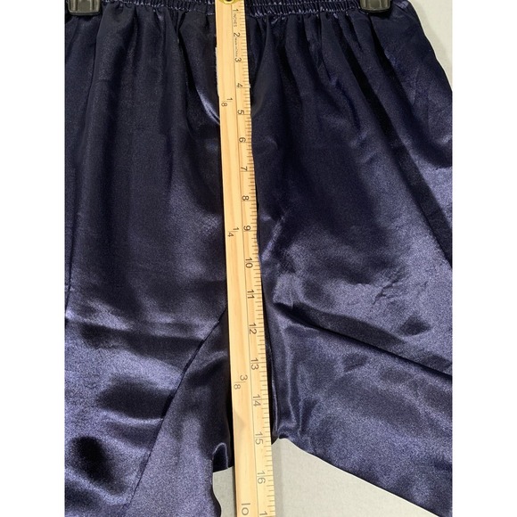 Vintage‎ Victoria's Secret Gold Label Floral Satin Pajama Set Small Navy Roses - Picture 9 of 15